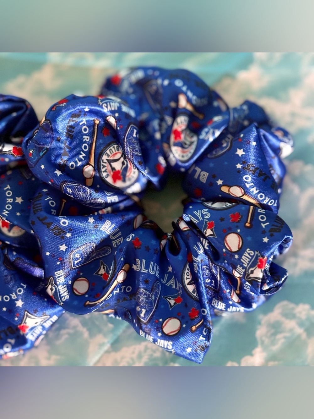 Toronto Blue Jays Royal Blue Satin Scrunchie - Womens Baseball Accessories